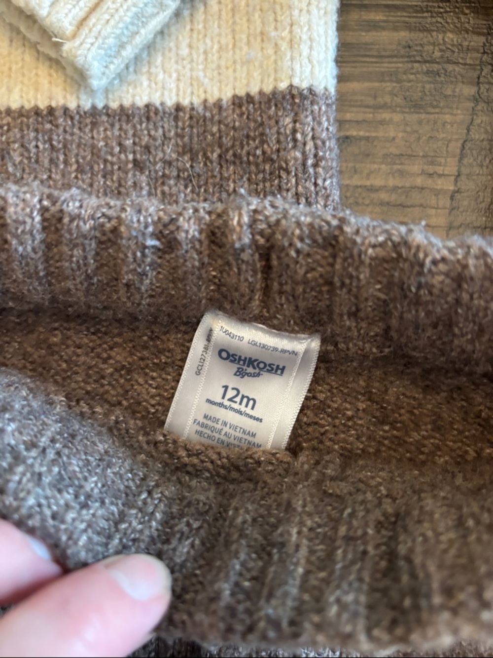OshKosh B'gosh Brown and Cream Three-Piece Knit Hoodie Set - Picture 4 of 4